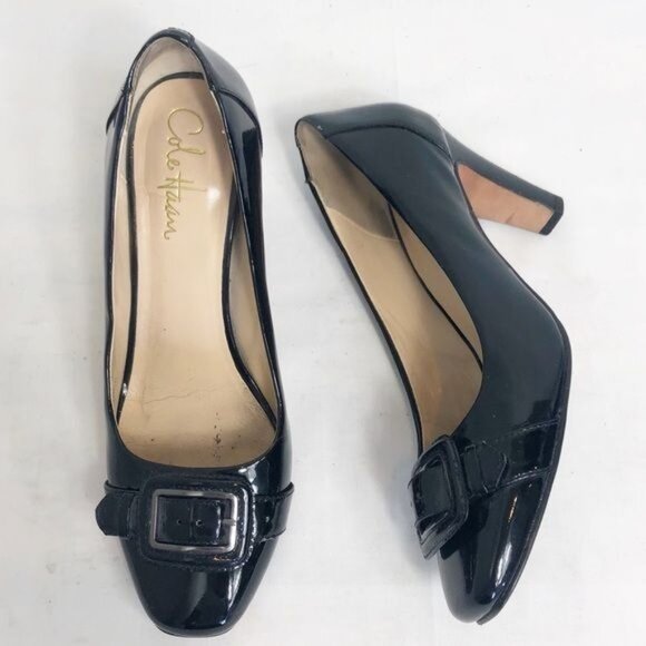 Cole Haan X Nike Black Patent Leather Heels With Buckle Detail & 3" Heel Size 6 - Picture 3 of 9